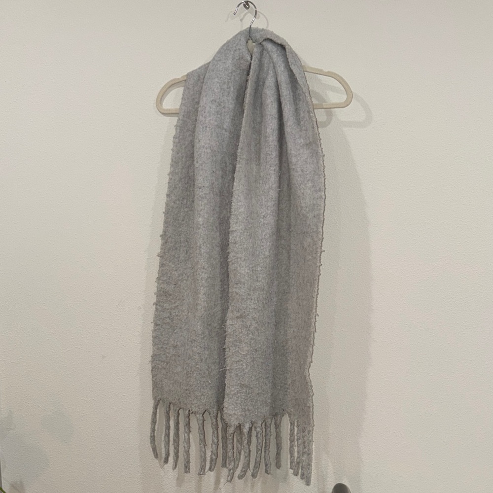 H&M Light Gray Cozy Fringe Scarf